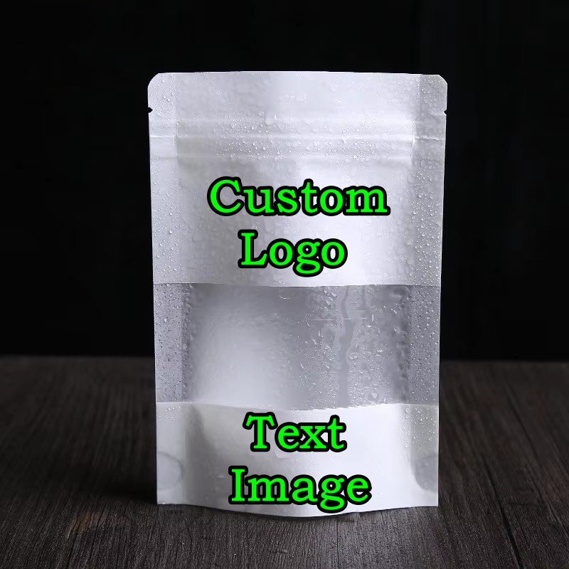 Logo Food Snack - 100 adet Stand-up beyaz kağıt buzlu