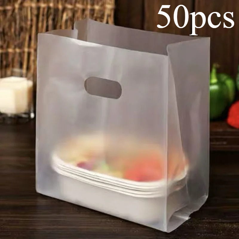 Food Or Snacks - 50 Adet Saplı Şeffaf Hediye Çantaları