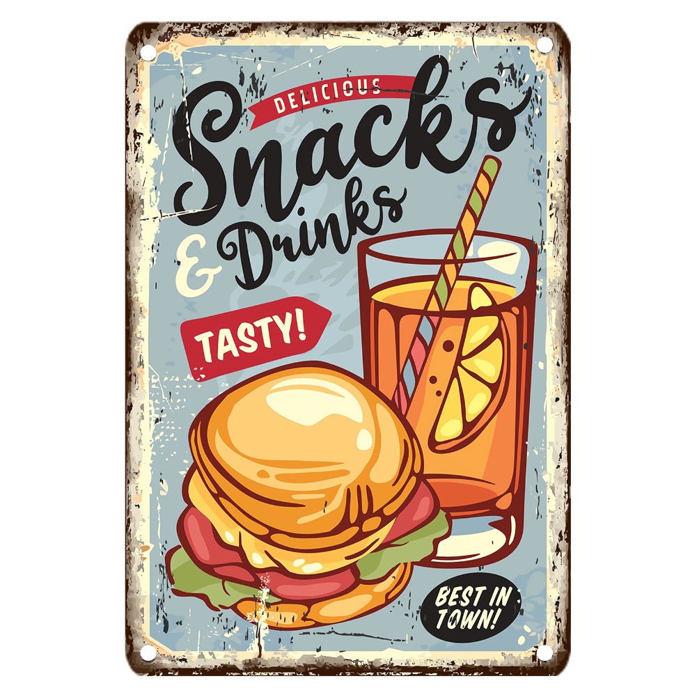 Vintage Gıda Metal Tabelası, 1 - Food Snacks Easy incelemesi ve fiyatı